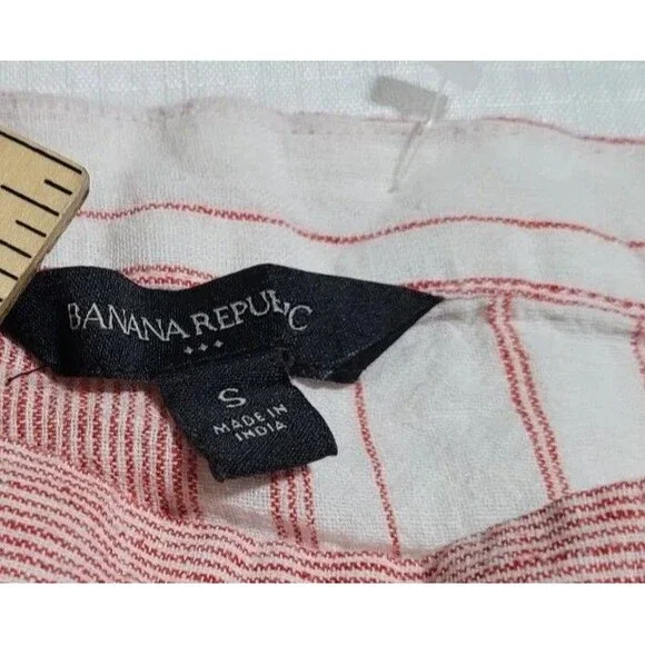 Banana Republic Off the Shoulder Blouse Womens Small Red Striped Flutter Sleeve - Picture 3 of 7